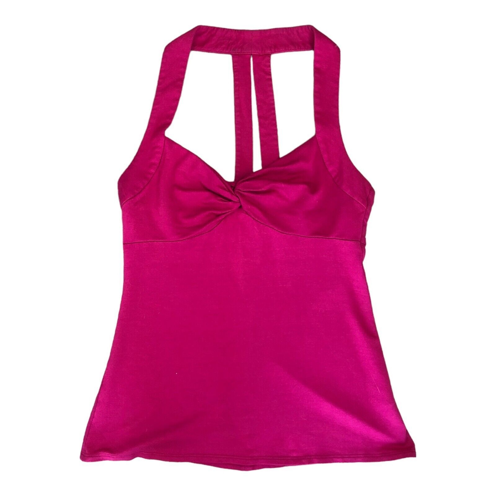 Trina Turk Sexy Fuschia Pink Deep V-Neck Halter Top With Open Back Size Medium